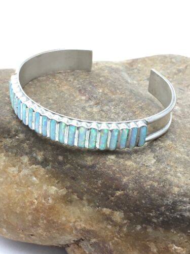 Native American Zuni Opal Bracelet | Sterling Silver | Authentic Handmade | 4393