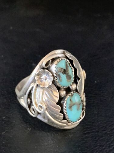 Navajo Kingman Turquoise Multi-Stone Ring | Authentic Native American Sterling Silver | Sz 10 | 14173