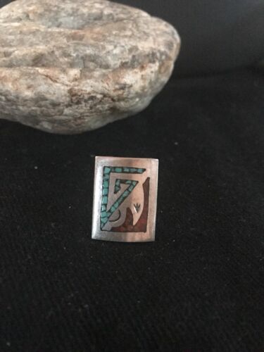 Navajo Kingman Turquoise Coral Ring | Sterling Silver | Sz 4 | Authentic Native American Handmade | 3628