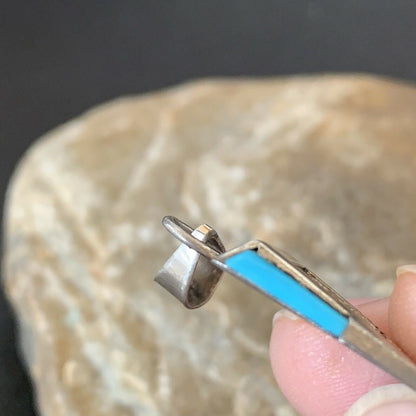 Navajo Kokopelli Stamp Turquoise Pendant | Sterling Silver | Authentic Native American Handmade | 10959 - Masha USA