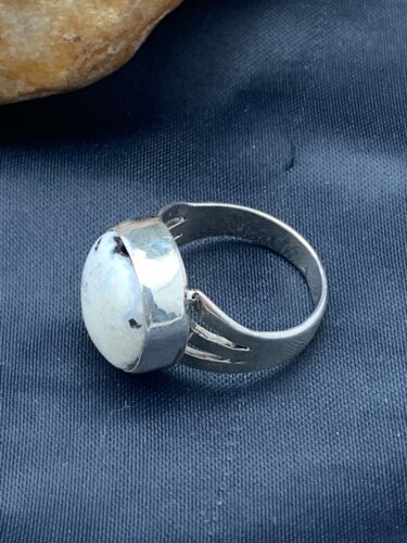 Native American White Buffalo Turquoise Ring | Navajo Sterling Silver | Sz 8.5 | 4646