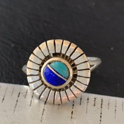 Native American Women's Navajo Blue Turquoise Lapis Inlay Ring | Sz 7 | 11197