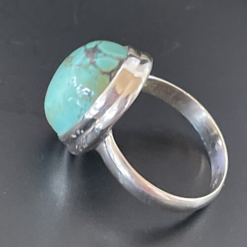 Navajo Spiderweb Blue Turquoise Ring | Sterling Silver | Sz 6.5 | Authentic Native American Handmade | 11439