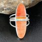 Navajo Red Spiny Oyster Opal Inlay Ring | Sterling Silver | Sz 8 | Authentic Native American Handmade | 11581