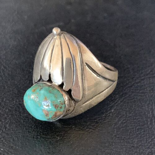Native American Men's Navajo Green Royston Turquoise Ring | Sterling Silver | Sz 11 | 13857