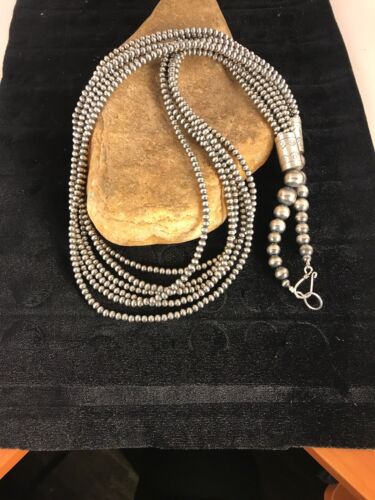 Specialty Navajo Pearls Necklace 6 Strand Sterling Silver 30”