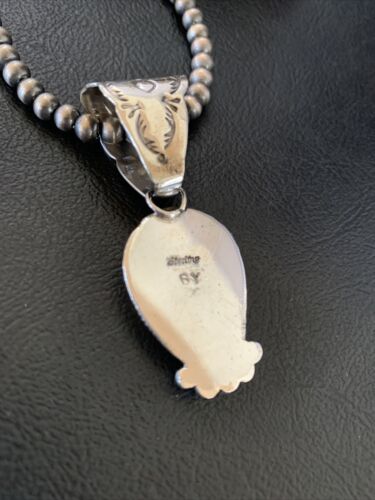 Navajo Orange Spiny Oyster Pendant Necklace | Sterling Silver | Authentic Native American Handmade | 13075