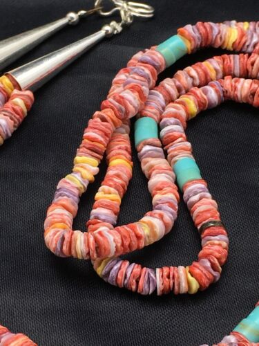 Southwestern Shell Turquoise Necklace | 2-Strand Sterling Silver | 27" | 2916
