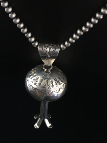 Southwestern Men's Navajo Sterling Silver Large Naja Necklace Pendant | 4" | Authentic Native American Handmade | 10041
