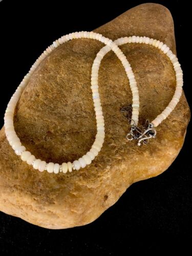 Native American Opal Ethiopian Bead Necklace | Sterling Silver | Authentic Handmade | 18" | 8746