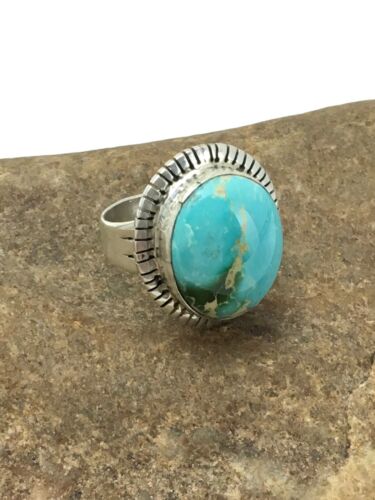 Royston Turquoise Navajo Ring | Sterling Silver | Sz 6.75 | Authentic Native American Handmade | 2654