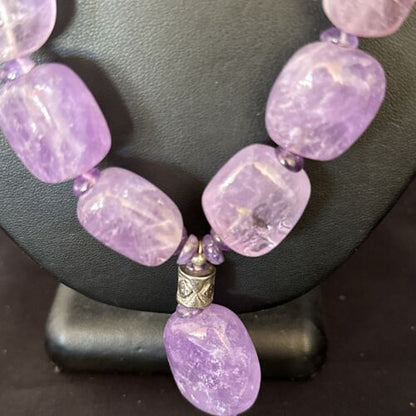 Navajo Purple Amethyst Necklace | Sterling Silver | 22" | Authentic Native American Handmade | 14296