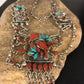 Zuni Turquoise Coral Necklace | Collectible Sterling Silver Pendant | Native American Handmade | 315