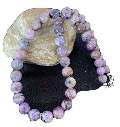 Navajo Charoite Necklace | Sterling Silver | 20" | Authentic Native American Handmade | 01491