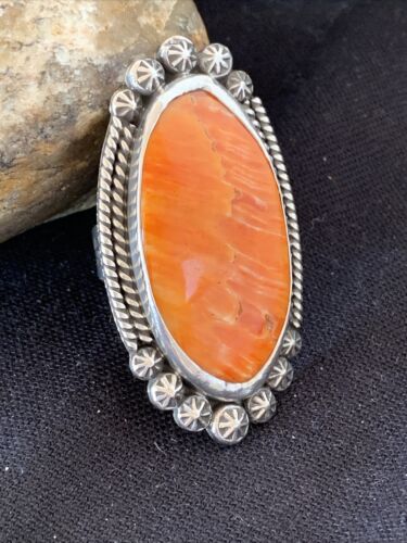 Southwestern Women's Navajo Spiny Oyster Ring | Sterling Silver | Sz 11.5 | Authentic Native American Handmade | 1000