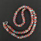 Navajo Sterling Silver Heishi Green Turquoise Coral Necklace | 20" | 1266