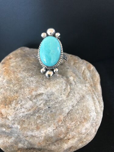 Dry Creek Turquoise Ring | Sterling Silver | Native American Handmade | Sz 11.5 | 3449