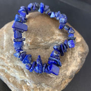 Native American Lapis Bead Bracelet | Stretch | 7" Adjustable | Men's Women's | 13314