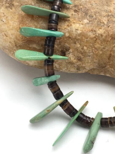 Southwestern Green Turquoise Bone Bead Necklace | Sterling Silver | 20" | 3013 - Masha USA