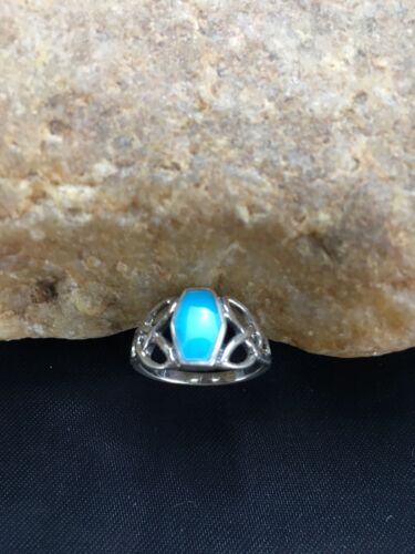 Native American Navajo Blue Turquoise Ring | Sterling Silver | Sz 6.75 | 2951 - Masha USA