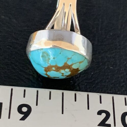 Native American Blue #8 Turquoise Navajo Ring | Sterling Silver | Sz 8.5 | 14018