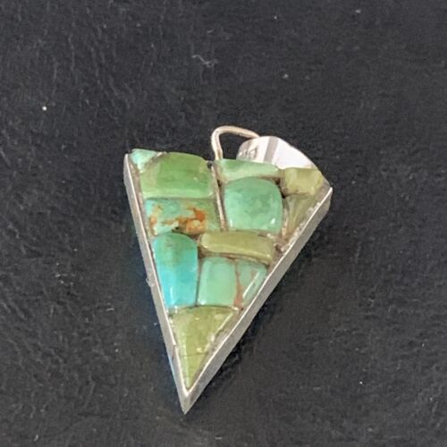 Navajo Turquoise Spiny Opal Multi-Color Inlay Pendant | Sterling Silver | Authentic Native American Handmade | 13723