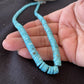 Navajo Blue Turquoise Heishi Necklace with Sterling Silver & Graduated Pearl Stab | Authentic Native American | 17" | 01184