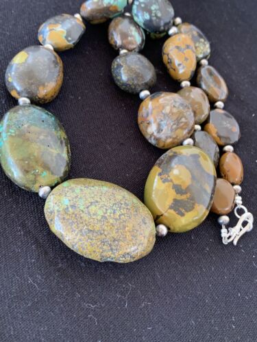 Navajo Graduated Sterling Silver Natural Blue Nugget Turquoise Necklace | Authentic Native American | 22" | 623