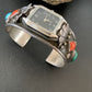 Vintage Navajo Sterling Silver Watch Tips | Old Pawn Turquoise & Coral Band | Authentic Native American Jewelry | 1438