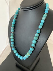 Authentic Native American Navajo Graduated Turquoise Bead Necklace | Sterling Silver | 20" | 02158