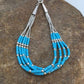 Blue Turquoise Heishi Liquid Silver Bracelet | Sterling Silver | 7" | 5-Strand | 13596