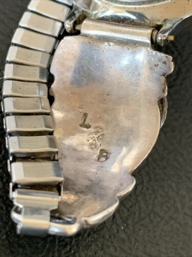 Navajo Women's Sterling Silver Watch Tips with Blue Turquoise Band | Authentic Native American Jewelry | Old Pawn | 12140