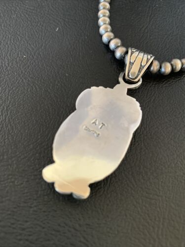 Native American Men's Navajo Pearls Necklace | Sterling Silver Black Onyx Pendant | 13090