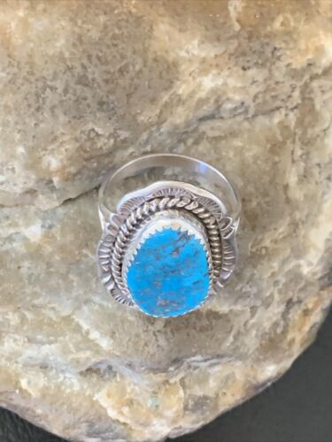 Southwestern Navajo Blue Kingman Turquoise Ring | Sterling Silver | Sz 9 | 12215
