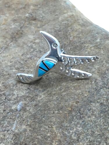 Navajo Hummingbird Inlay Pin | Turquoise | Sterling Silver | Authentic Native American Handmade | 2903
