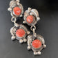 Native American Handmade Navajo Red Spiny Oyster Dangle Earrings | Sterling Silver | 2064