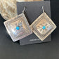 Navajo Blue Turquoise Earrings | Stamped Sterling Silver | Authentic Native American Handmade | 12912