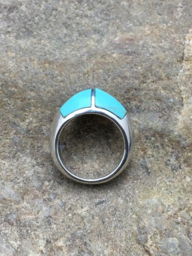 Navajo Turquoise Inlay Ring | Sterling Silver | Sz 5.5 | Authentic Native American Handmade | 4034