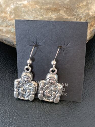 Navajo Storyteller Dangle Earrings | Sterling Silver | 1.5" | Authentic Native American Handmade | 12986