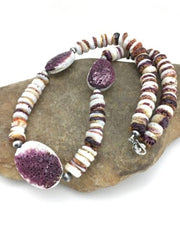 Navajo Purple Spiny Oyster Necklace | Sterling Silver | 21" | Authentic Native American Handmade | 4915