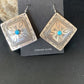 Navajo Blue Turquoise Earrings | Stamped Sterling Silver | Authentic Native American Handmade | 12912