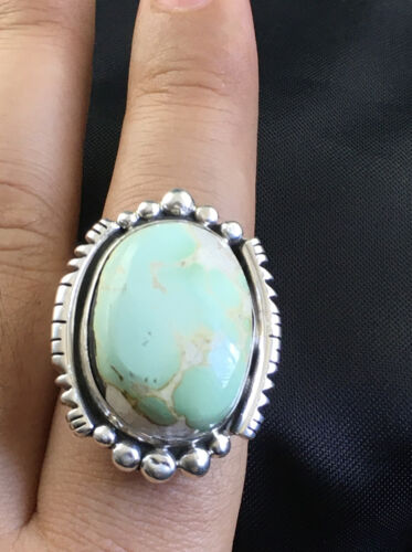 Southwestern XL Blue Royston Turquoise Ring | Sterling Silver | Sz 8.75 | 10198