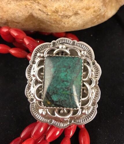 Navajo Spiderweb Turquoise Sterling Silver Men's Ring | Sz 11 Signed | Southwestern Native American | 3463