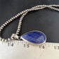 Men's Navajo Pearls Necklace with Faceted Lapis Pendant | Sterling Silver | Authentic Native American Handmade | 14468