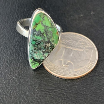 Navajo Green Mojave Turquoise Ring | Sterling Silver | Sz 7 | Authentic Native American Handmade | 14043