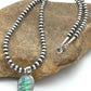 Navajo Pearls Opal Inlay Pendant | Sterling Silver Necklace | Authentic Native American Handmade | 4400