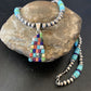 Navajo Multi-Color Blue Turquoise Pendant | Sterling Silver Pearls Necklace | Native American Handmade | 12617