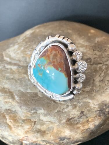 Native American Women's Navajo Blue Royston Turquoise Ring | Sterling Silver | Sz 10 | 10425