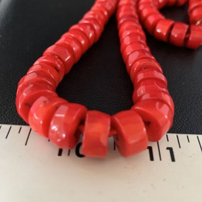 Women's Navajo Native American Bamboo Coral Strand Necklace | Sterling Silver | 24" | 13520