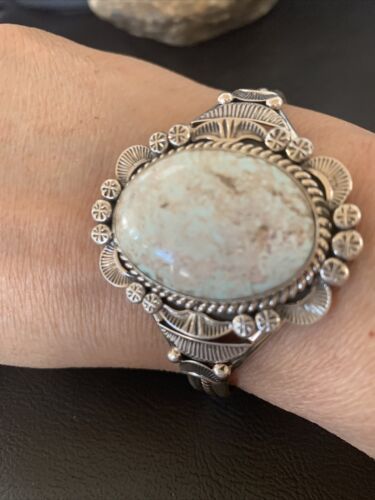 Navajo Dry Creek Turquoise Cuff Bracelet | Sterling Silver | Authentic Native American Handmade | 2118